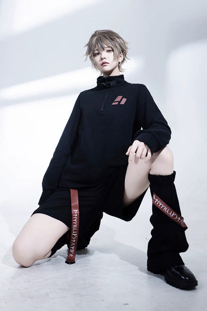 Black [Nameless Blade] Stand Collar Long Sleeves Gothic Prince Ouji Lolita Shorts Set