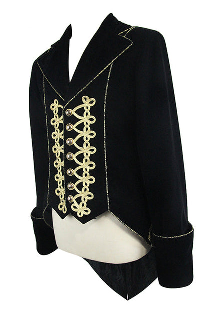 Golden Disc Flowers Hand Embroidered Gothic Mens Coat