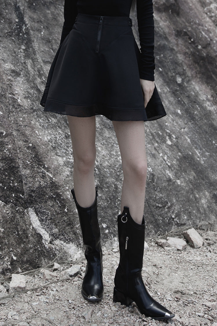 Plaid Print Stitching Mesh Women's Gothic College Style Skirt 2 Colors