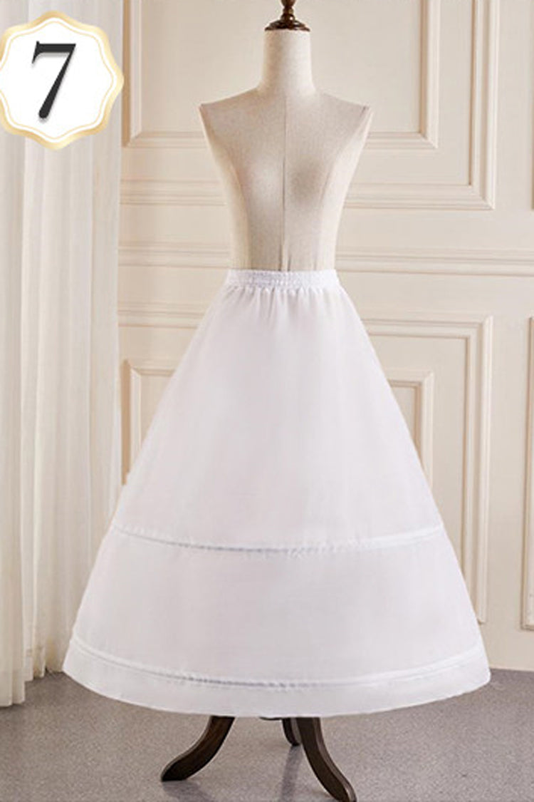 White Multi-Layered Hanayome Fishbone Sweet Lolita Long Petticoat
