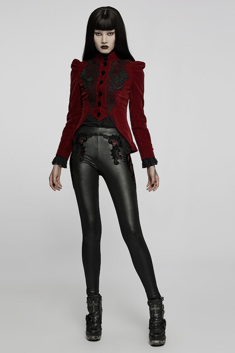 Gothic Long Puff Sleeves Hollow Womens Swallowtail Short Coat Jacket 2 Colors