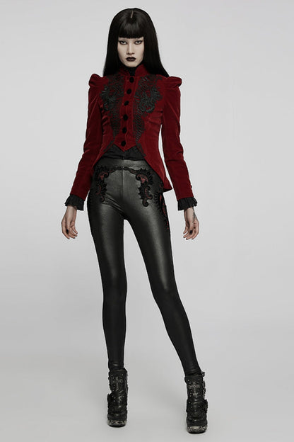 Gothic Long Puff Sleeves Hollow Womens Swallowtail Short Coat Jacket 2 Colors