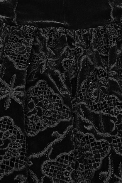 Black Sleeveless Floral Embroidery Women's Gothic Fishtail Slip Dress