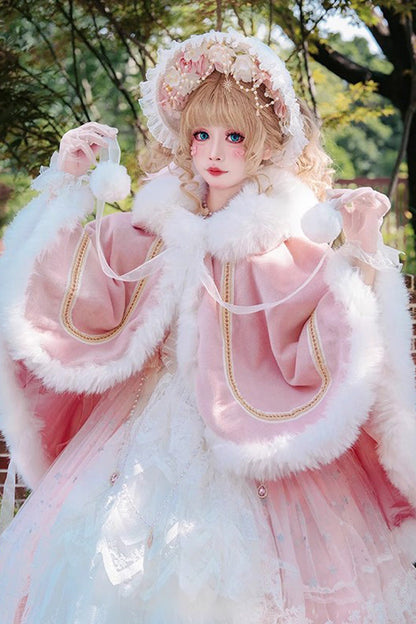 [Snowflake Ballad] Sweet Princess Fur-Collar Lolita Coat Cloak 7 Colors