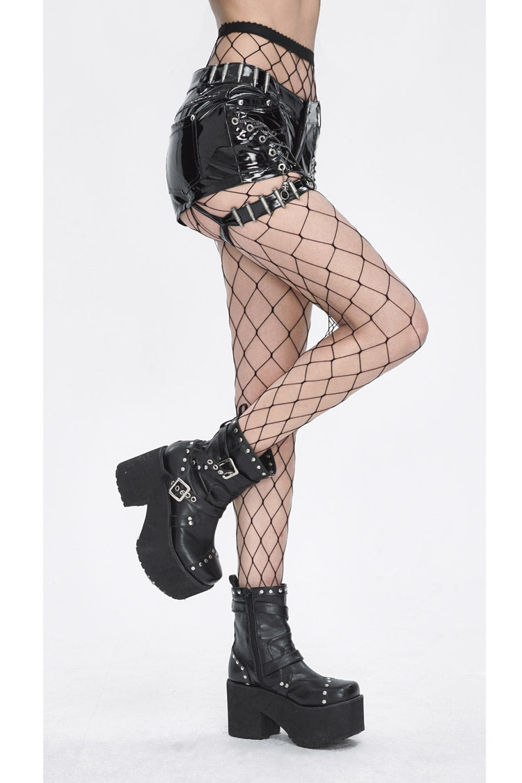 Black Slim Womens Steampunk Shorts