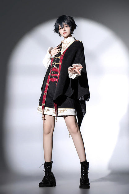 Black [Vampire Noble Court] Long Sleeves Embroidery Gothic Prince Handsome Ouji Lolita Set