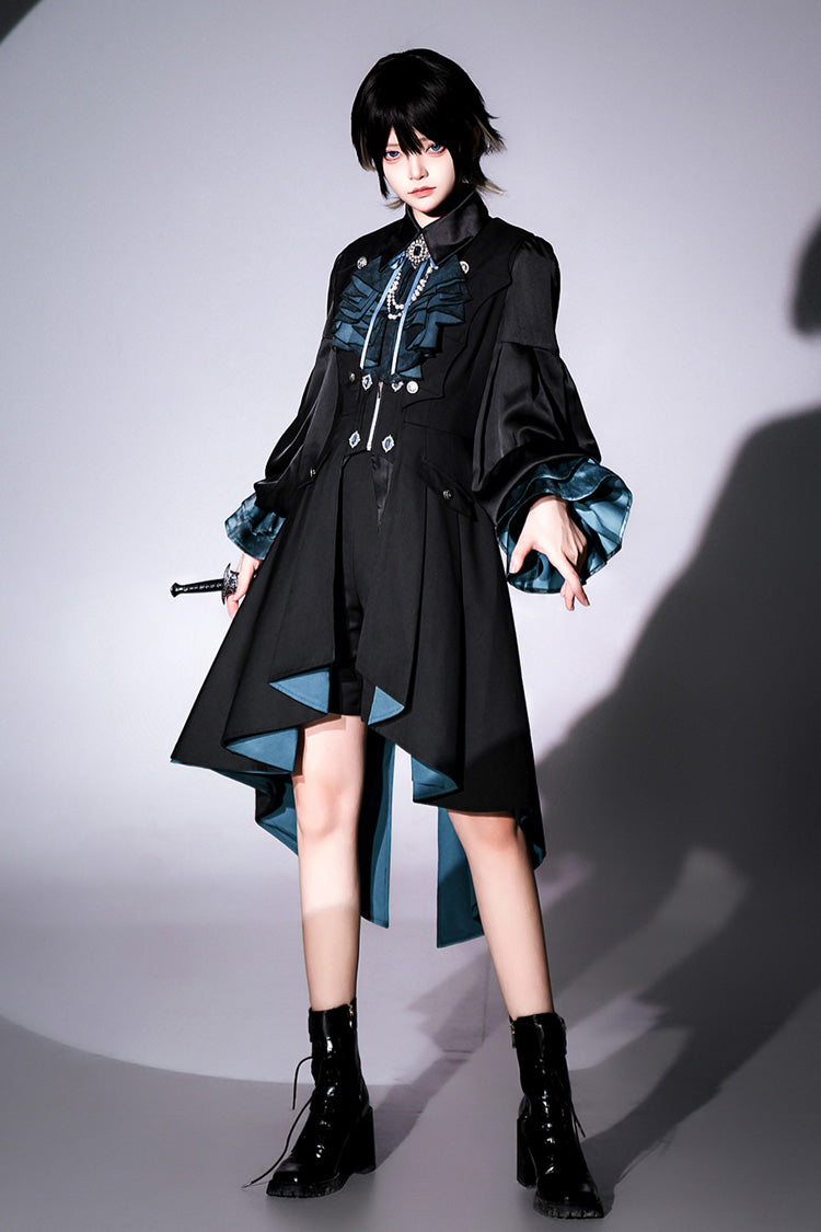 Black [Deep Music] Long Sleeves Gothic Elegant Ouji Lolita Four-piece Set