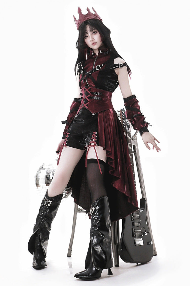 Black/Red [Chief Assassin] Lace-Up Gothic Ouji Lolita Set
