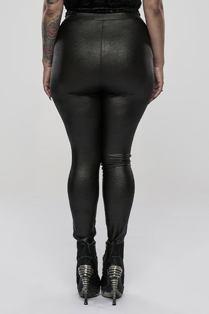 Red/Black Slim Side Zipper Elastic Fashion Hip-Lifting Thin Punk Women's Leggings