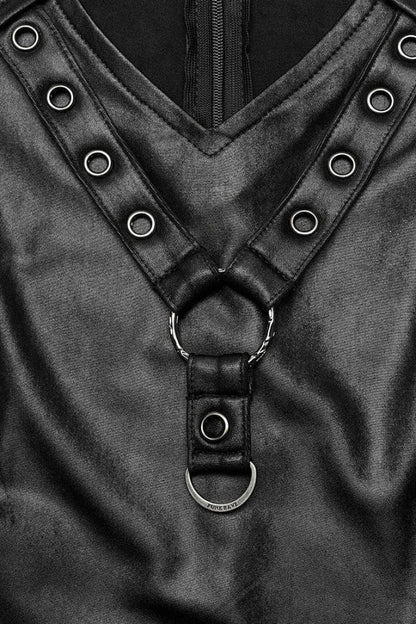 Black V Collar Long Sleeves Hollow Womens Gothic Blouse