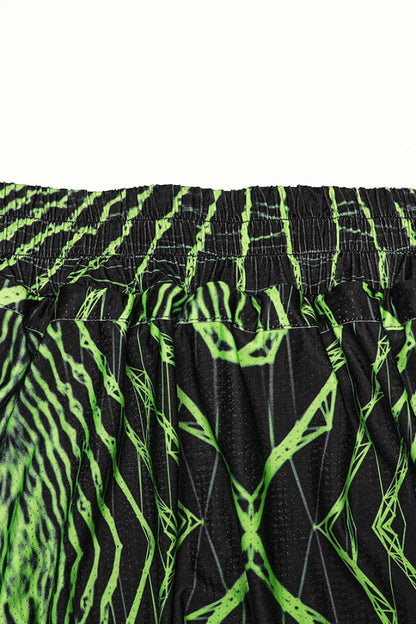 Green Halo Print Men's Sagging Pants