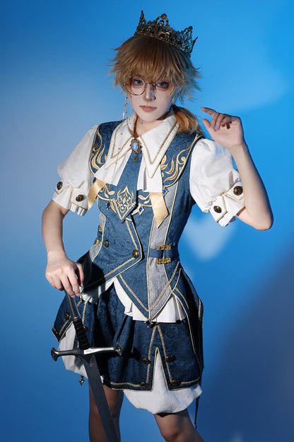 Blue [Contract Magic] Medieval Embroidery Classic Prince Handsome Ouji Lolita Coat