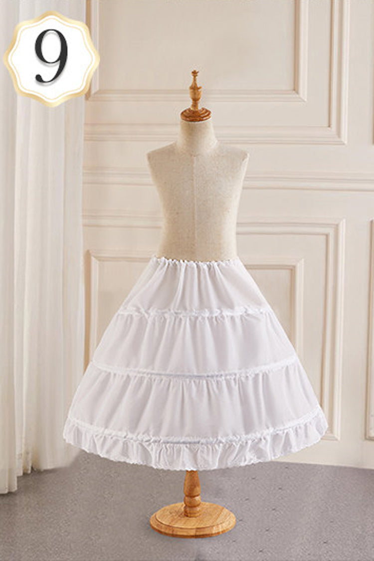 White Multi-Layered Hanayome Fishbone Sweet Lolita Long Petticoat