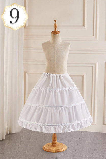 White Multi-Layered Hanayome Fishbone Sweet Lolita Long Petticoat