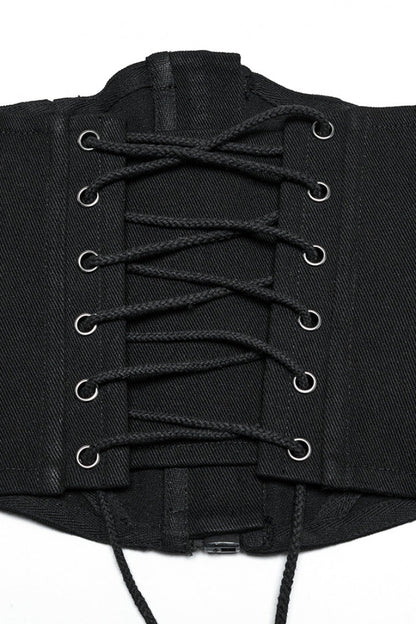 Black Stitching Mesh Zipper Women's Punk Underbust Corset