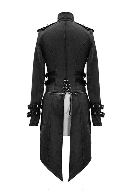 Black Spiked Zipper Up Punk Mesh Womens Coat With Loops