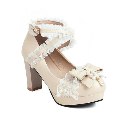 Sweet Lace Bowknot Princess Lolita Shoes 5 Colors
