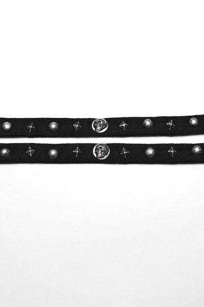 Skull Print Rivets Decoration Women's Steampunk Military Choker 2 Colors