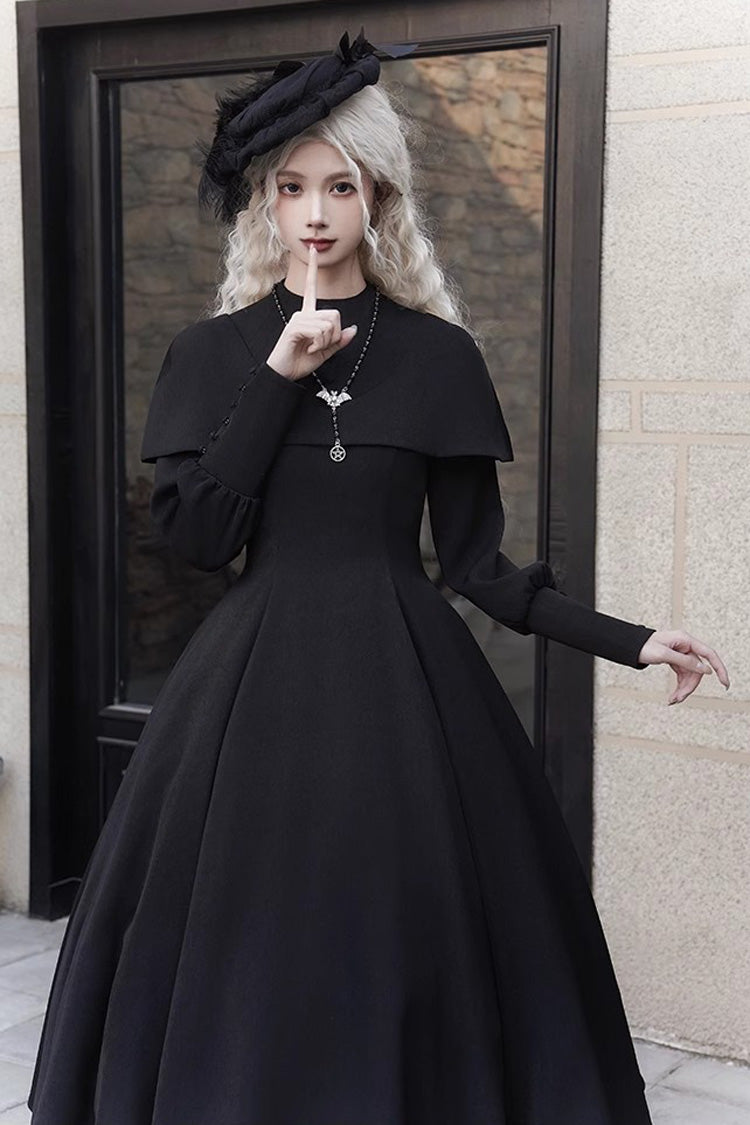 Black [Thirteenth Evening] Long Sleeves Slim Gothic Elegant Lolita Dress