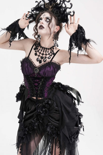 Purple Lace Lace-Up Women's Gothic Overbust Corset