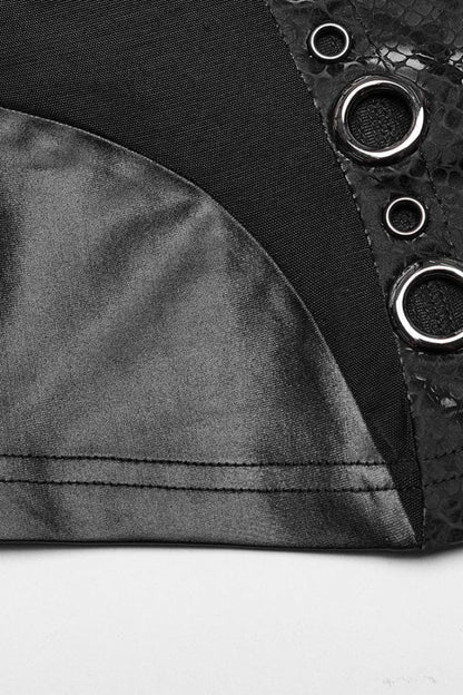 Black Snake Print Metal Ring Decoration Hollow Womens Steampunk Vest
