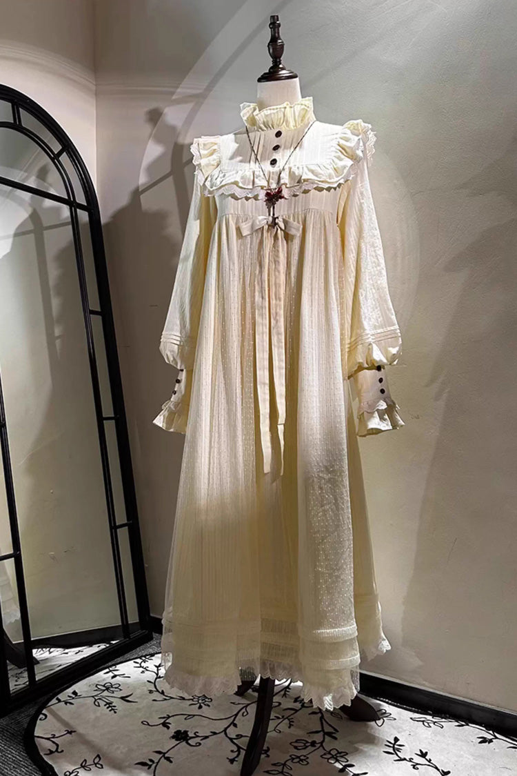 Ivory Long Sleeves Ruffle Bowknot Lace Sweet Lolita Home Wear Nightdress