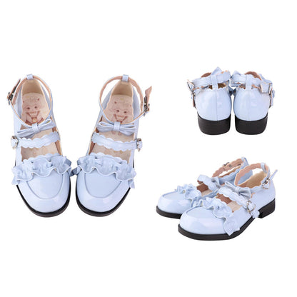 Sweet Ruffle Bowknot Japanese Lolita Shoes 15 Colors