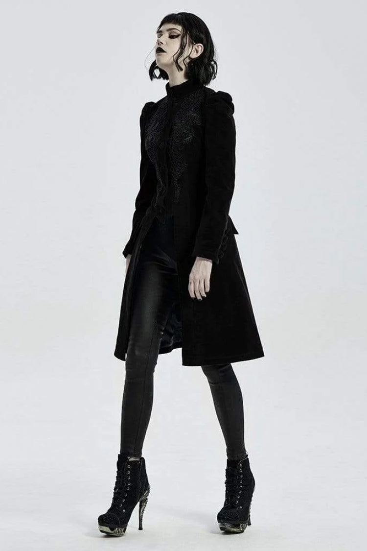 Victorian Stand Collar Long Sleeves Floral Womens Gothic Coat 2 Colors