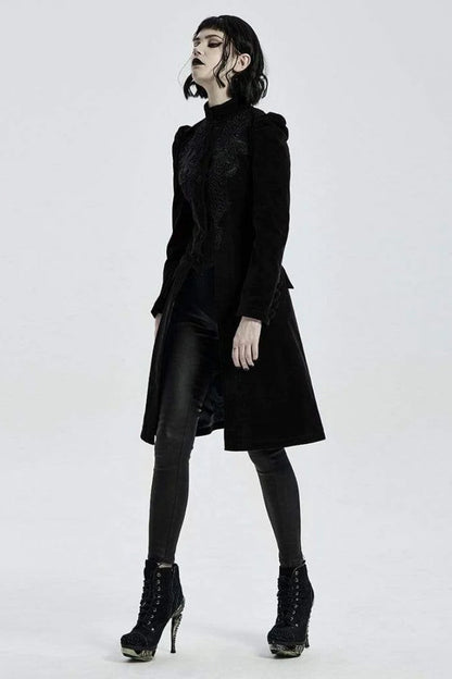 Victorian Stand Collar Long Sleeves Floral Womens Gothic Coat 2 Colors