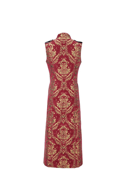 Red Stand Collar Totem Embroidered Men's Gothic Waistcoat