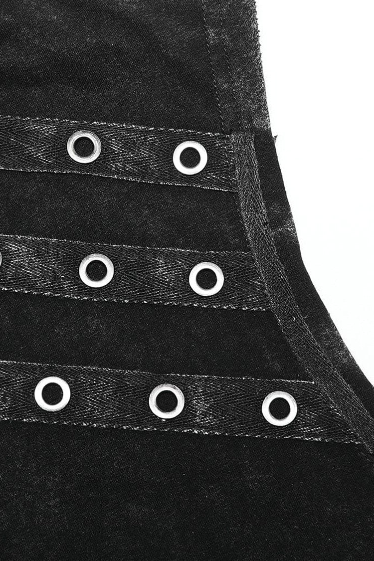 Black Sleeveless Irregular Hooded Men's Punk Tank Top