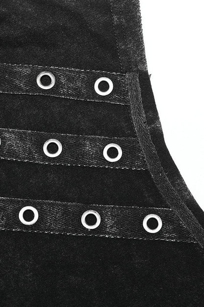 Black Sleeveless Irregular Hooded Men's Punk Tank Top
