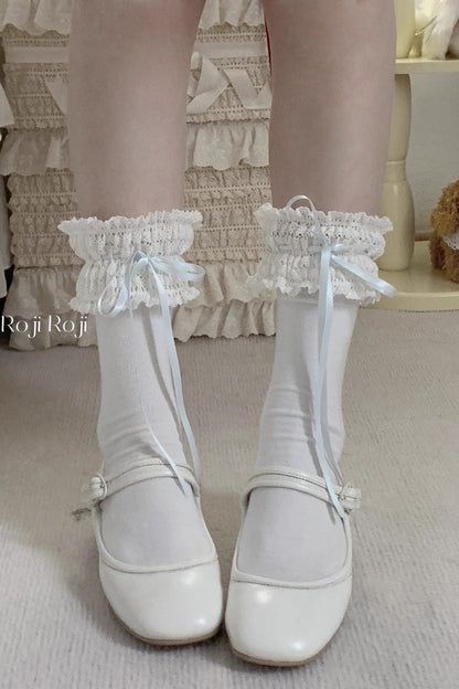 Sweet Ruffle Bowknot Lace Ballet Lolita Short Socks 6 Colors