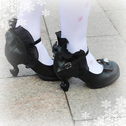 Bowknot Strappy Ruffle PU Sweet Lolita Shoes 5 Colors