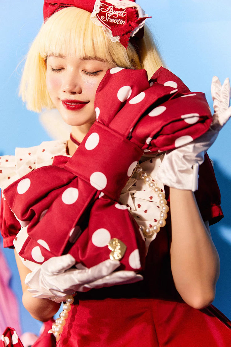 Red/White Polka Dot Print Bowknot Shaped Sweet Lolita Backpack