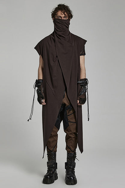 Spiked Hem Doomsday Irregular Mens Steampunk Vest 2 Colors