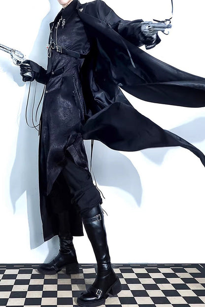 Black [Night Sentinel] Long Sleeves Ouji Gothic Lolita Long Trench Coat