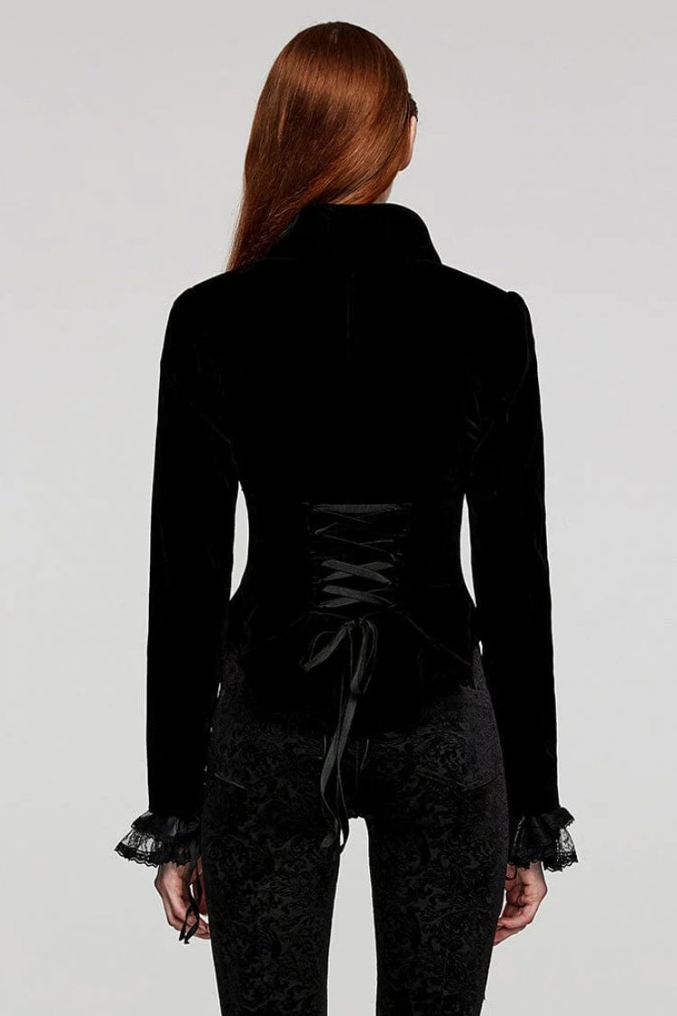 Women's Large Lapel Collar Long Sleeves Slim Tuxedo Gothic Coat 2 Colors