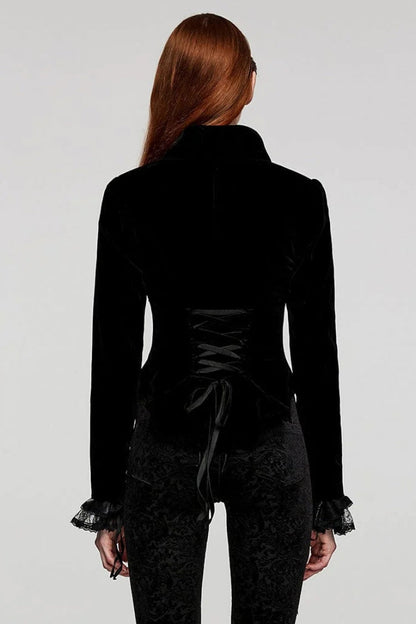 Women's Large Lapel Collar Long Sleeves Slim Tuxedo Gothic Coat 2 Colors