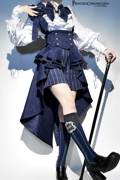 Blue Rabbit Theater Vertical Stripes Print Ouji Fashion Sweet Prince Cool Lolita Shorts