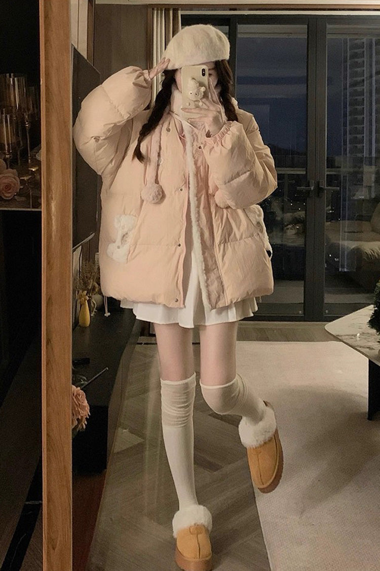 Pink [Cute Pig] Long Sleeves Hooded Sweet Lolita Coat