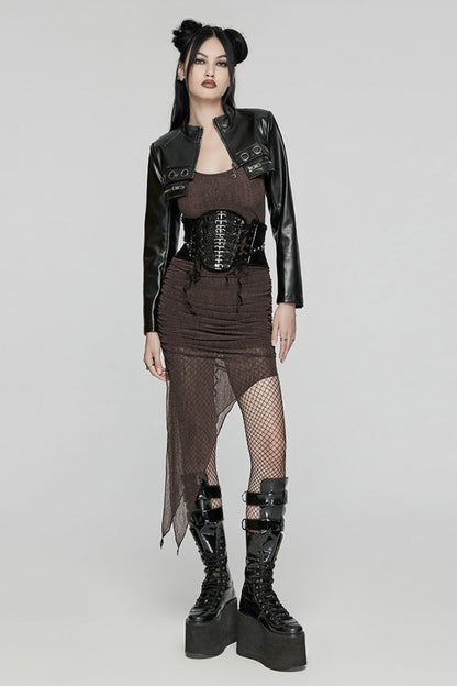 Black Skeleton Lace-Up Women's Punk Underbust Corset