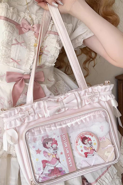 [Ballet Holiday] Ruffled Bow Sweet Japanese Crossbody Shoulder Lolita Itabag 10 Colors