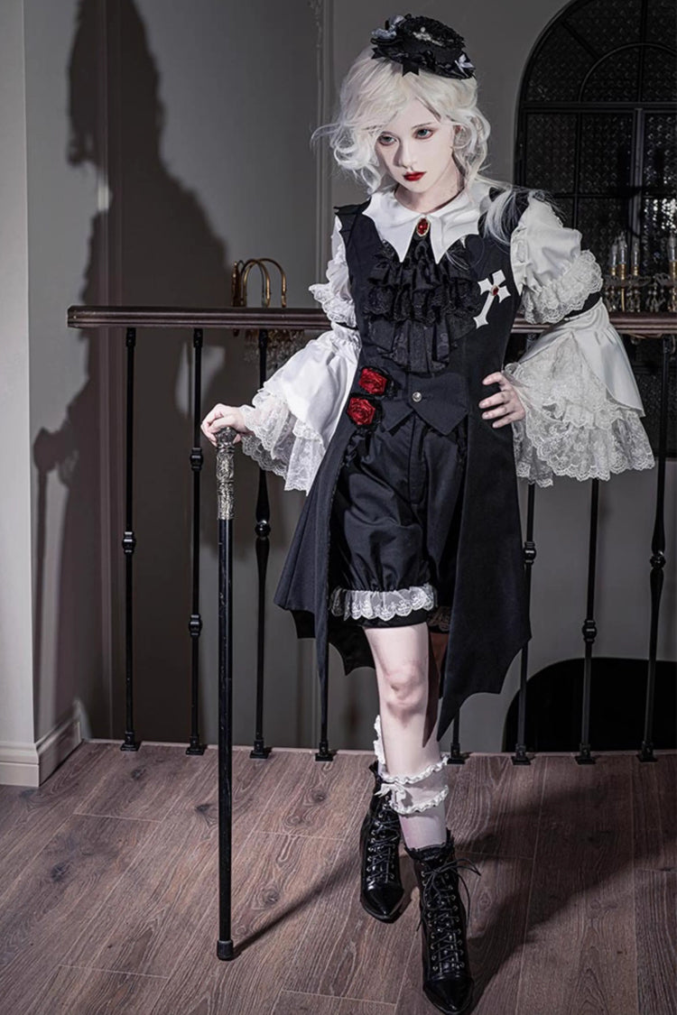 Black [Night Rose] Sleeveless Ouji Prince Handsome Lolita Vest