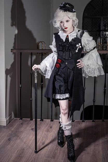 Black [Night Rose] Sleeveless Ouji Prince Handsome Lolita Vest