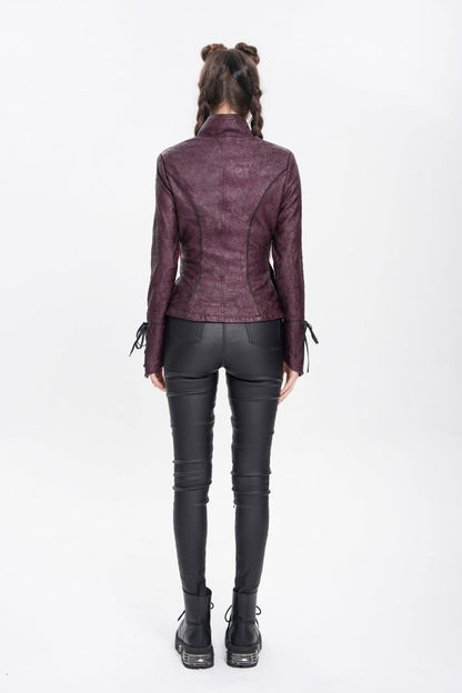 Red Pentacle Lace-Up Buckle Women's Punk Jacket