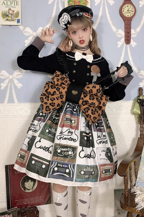 Brown Polka Dot Print Bowknot Shaped Sweet Lolita Backpack