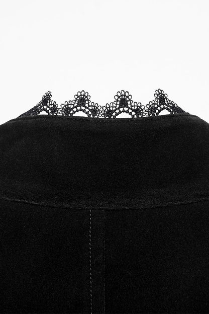 Black Stand Collar Pleated Swallow-tailed Men's Gothic Vest