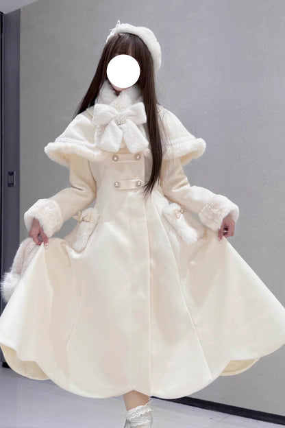 [Confession Poem] Bowknot Detachable Cape Sweet Elegant Princess Lolita Long Coat