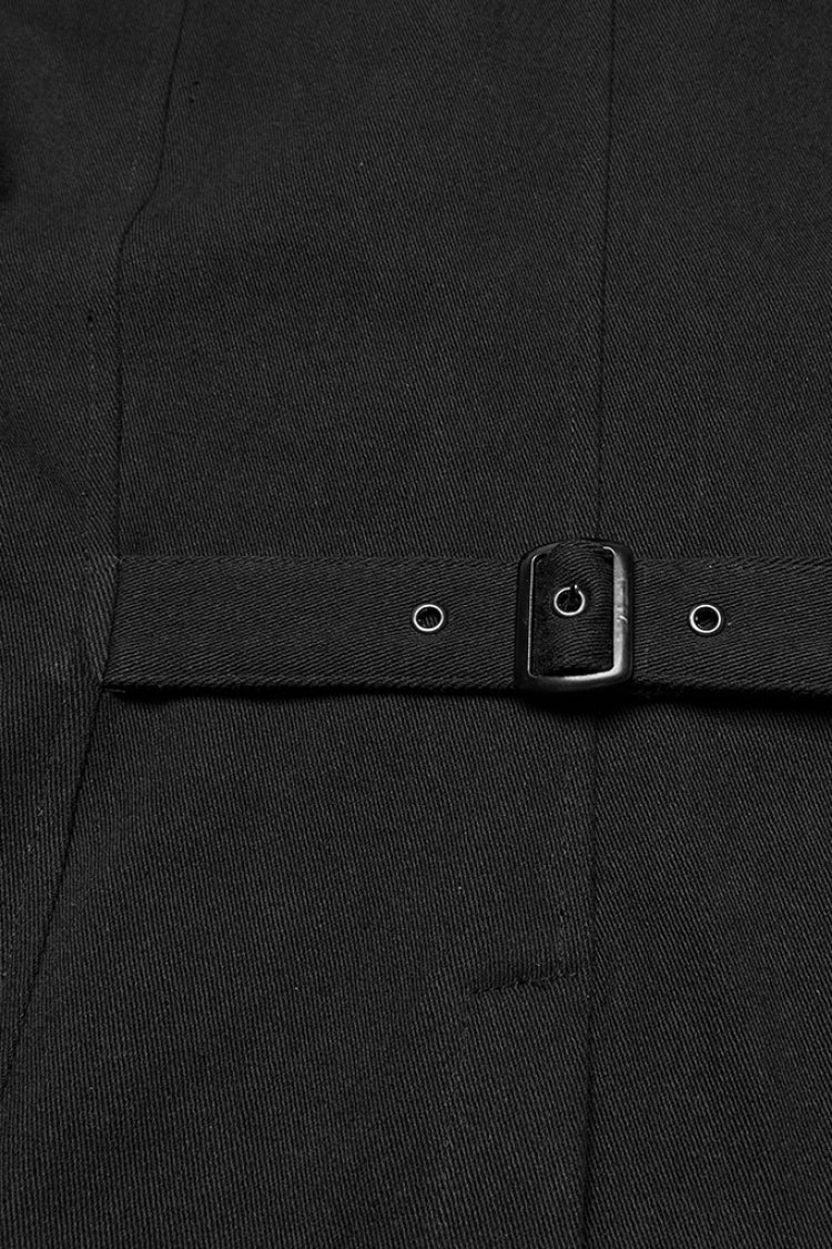 Black Stand Collar Armour Stitching Men's Punk Vest